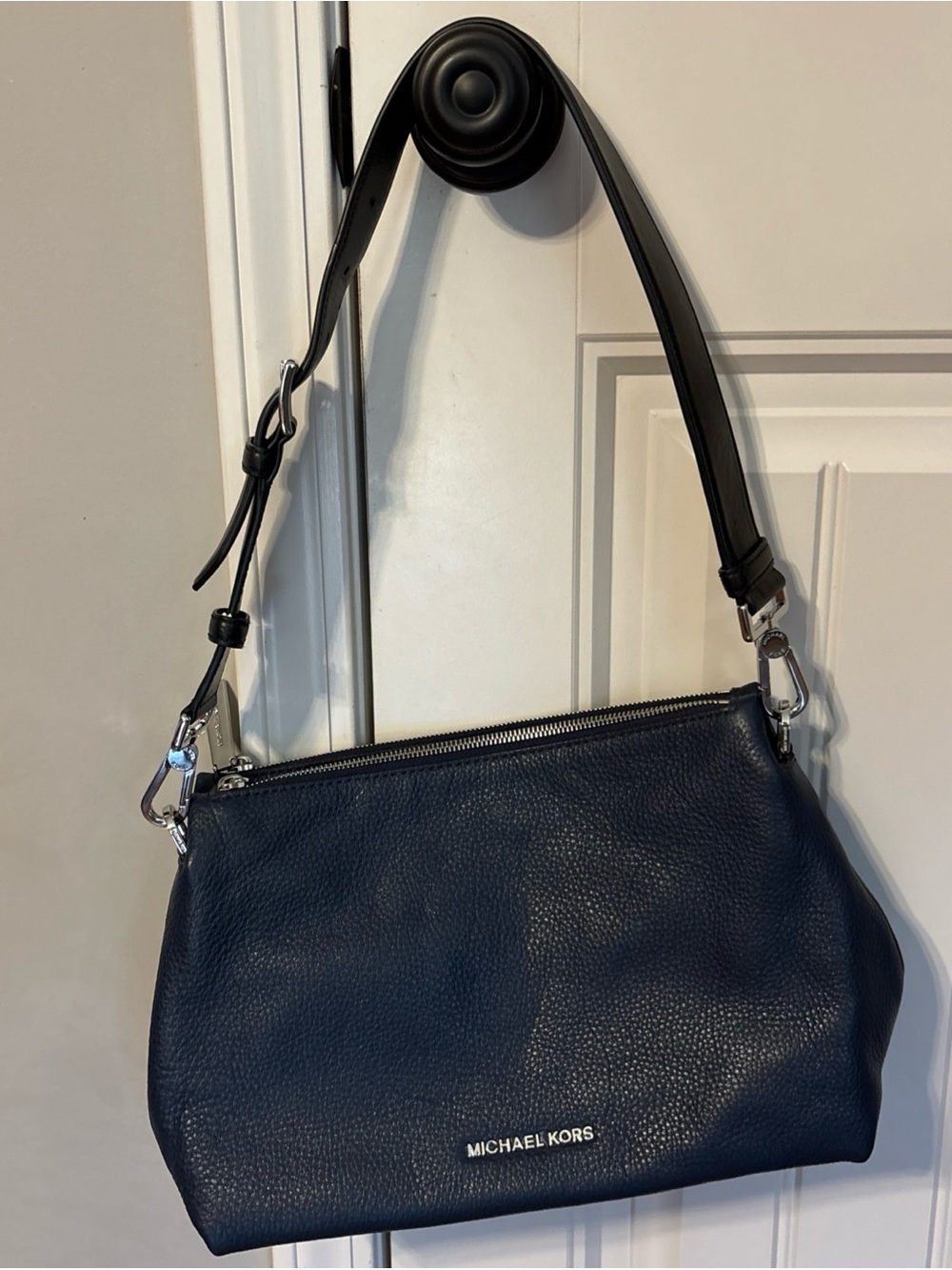 Michael Kors Jane Navy Leather Shoulder Bag
